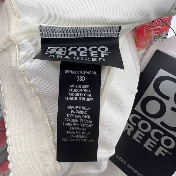 Coco Reef NWT Tropical Floral Mesh Halter Tankini Swim Top Size 38D - Picture 14 of 16